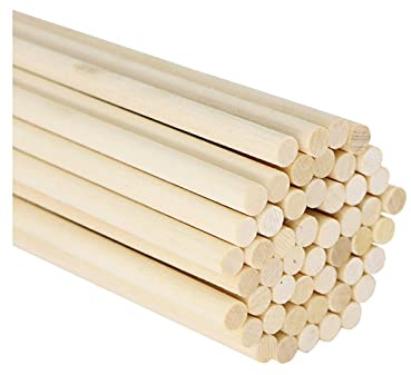 Holzstangen, Stöcke for Basteln, Holzstäbchen, 50 Packungen runde Holzdübelstangen Bastelstäbchen for Bastelprojekte, 30 cm x 5 mm Dübelstangen Basteln Langes Holz