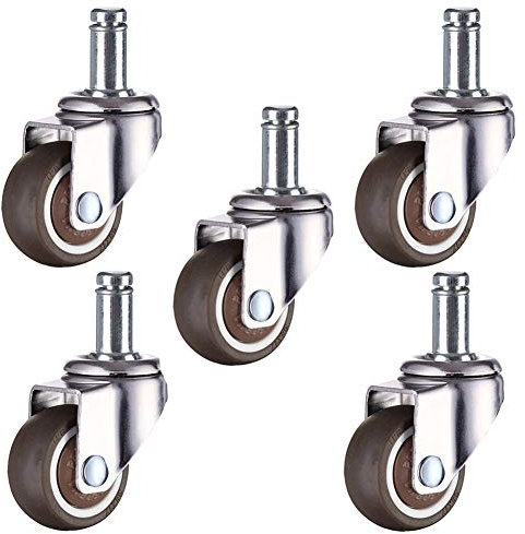 Bürostuhl-Lenkrollen, 360 Grad drehbare Schaftrollen, 38 mm 50 mm Gummi-Möbelrollen, Rollen für Babybetten, Drehstuhl, rollt sanft und stumm, 5er-Set (Sicherungsringtyp, 2 Zoll) (Sicherungsringtyp