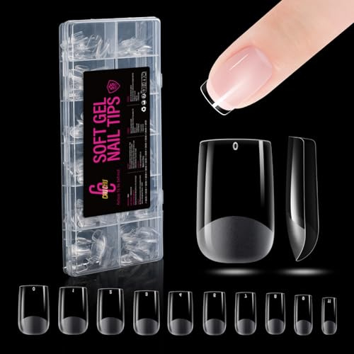 Square Kurze Gel Nail Tips für Gelnägel - CHUCHU Nageltips PMMA Fake Nails Künstliche Nägel zum Aufkleben, für Nagelverlängerung, Nagel DIY, Auftragen von Nagellack, 504 Stück 12 Größen
