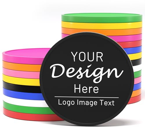 100-1000 jetons en plastique personnalisés, jetons pour boissons avec logo, image ou texte personnalisés, livraison accélérée disponible, choix parmi 9 couleurs, jetons personnalisés pour bars, fêtes