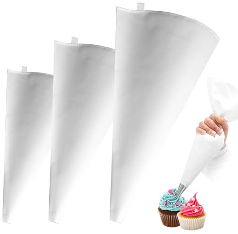 Wedhapy Icing Bags 3 Different Sizes Reusable Piping Bag Cotton Cloth Pastry Bags Tear-Resistant Icing Piping Bag for Cookies Cupcakes Cake Decoration Icing Bags Reusable Piping Bag Piping Bags Past