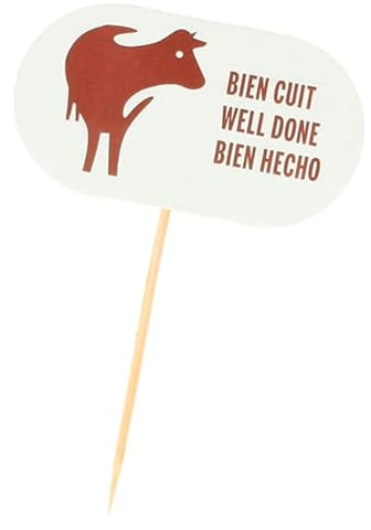 Monouso | 100 Palillos Marcador Bien Hecho, 8cm, Palillos de Madera, Restaurantes, Catering, Eventos, Cócteles, Aperitivos