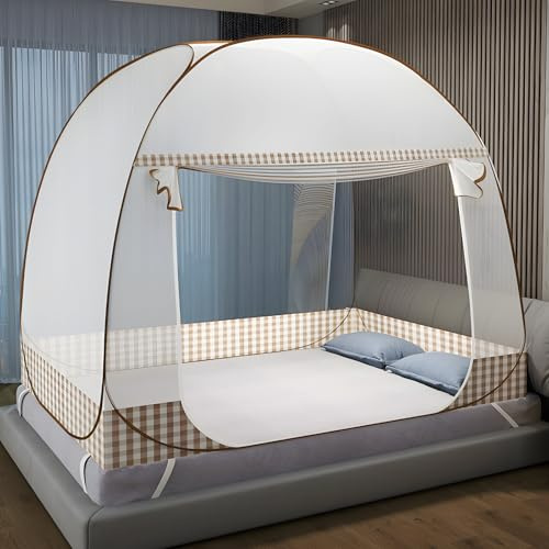 Mosquitera Cama, Mosquitera Cama Matrimonio con Cremalleras, Doble Puerta Mosquitera Plegable, Mosquitera Viaje Portatil, Mosquito Net para Habitaciones, Dormitorios, Camping, Hotel
