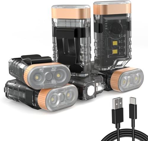 Linterna LED pequeña y potente EDC con luz blanca cálida roja, brillante de 1500 lm, USB C, recargable, 9 modos, mini llavero de bolsillo con clip, IP5 impermeable, luz negra UV de 365 nm, imán de