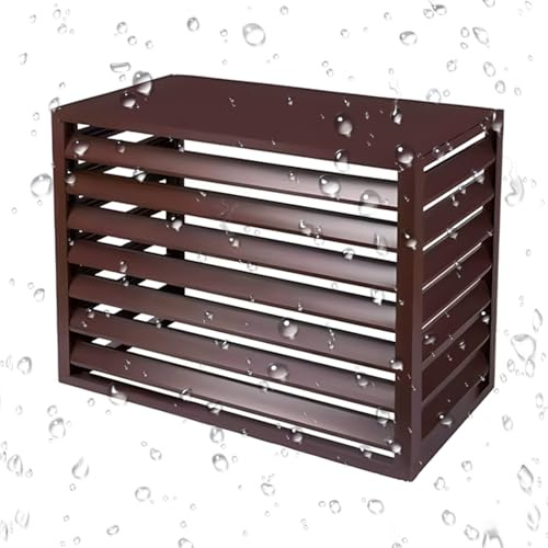 XMLYSMYS Aluminium Klimaanlage Abdeckung, Sichtschutz für Den Außenbereich, Jalousien Design Garten Balkon Lamellen Pflanzenregal(Brown)