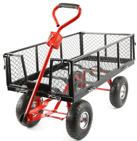 Chariot de jardin | 95 x 50 x 25 cm | poignée 80 cm | charge maximale 400 kg | rotation axe 180 degrés | poignée antidérapante