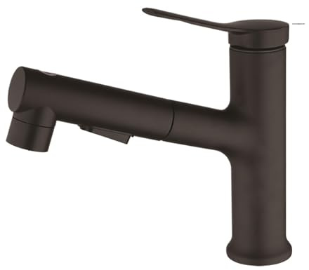 HXFFXHF Waschbecken Wasserhahn ausziehbar und kaltes Wassermischhahn für Badezimmer grau Eingriff 3 Funktion Wasserhahn Arbeitsplatte (Farbe: Schwarz)