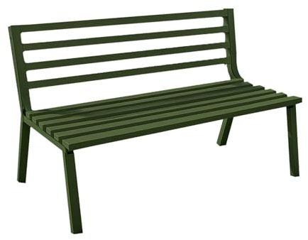 Zendea Bank für den Außenbereich – Gartenbank aus grün lackiertem Stahl – Möbel für Terrasse im Freien – modernes und Robustes Design – Bank Montecarlo grün 127 x 61 x 80 cm
