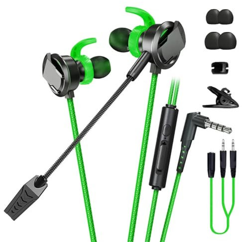 Beimus 1 ensemble d'écouteurs de jeu eSports intra-auriculaires avec microphone amovible port de 3,5 mm