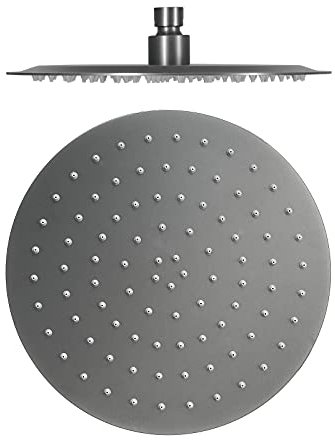 Douches à main doublé de pluie piste de douche ronde gris courte de douche 304 en acier inoxydable grande tête de douche de pluie ultra mince pomme de douche haute pression fixe 10 pouces