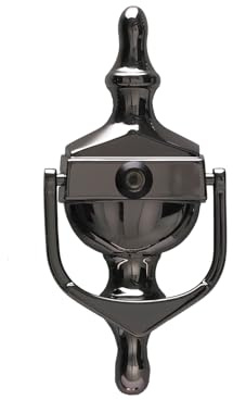 Kooples Hardware Medium Nu Victorian Urn Door Knocker with Spyhole Face Fix – Traditional Brass Front Door Knocker with Integrated Viewer – Fixings Included (Hardex Bronze)