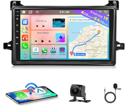[8 core 4+64G] for Toyota Prius XW50 2016-2020 Android Car Stereo, 9 Inch Touchscreen Car Radio with Carplay Android Auto GPS Navi WiFi Bluetooth DSP 59UI Backup Camera
