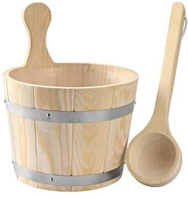 Seau de sauna et louche en bois robuste pour hôtel, sauna, chambre, spa
