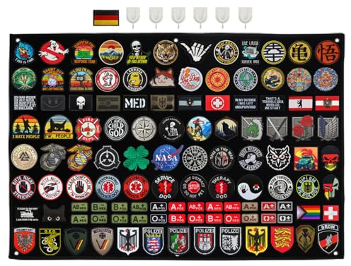 110 x 70 cm Ganchos y bucle parches pantalla de nylon plegable combate moral bordo, pared / puerta, superficie de exposición, panel de tela mate, panel con ojales para colección de parches militares