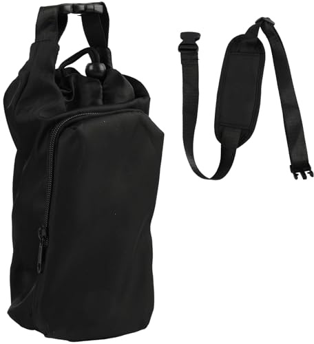 Xevtrak Water Bottle Carrier with Shoulder Strap, Bottle Bag Insulated Lining, Fit 40oz, Adjustable Strap, Large Front Pocket, Insulated Sling for Sports Hiking, Black