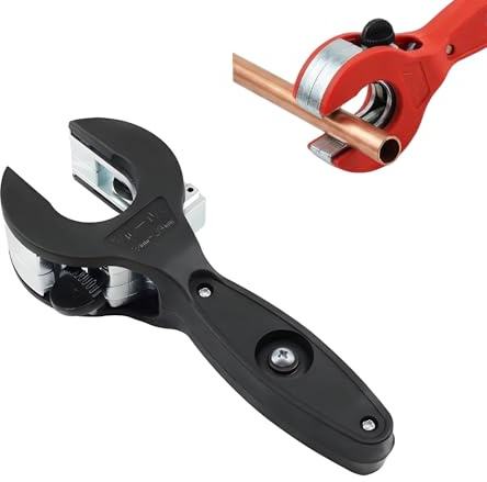 Ratcheting Tubing Cutter 8-29mm, 2 in 1 Pipe Cutter for Copper Aluminum Stainless Steel, Ratchet Pipe Cutters, Close Quarters Plumbing Tool for Tight Spaces (Black)