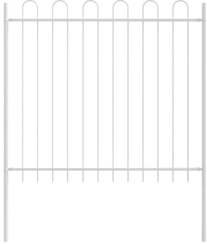 Foknhdi Gartenzaun Weiß 170x200 cm aus pulverbeschichtetem Stahl Modernes Design Robust und Langlebig für Garten Terrasse und Balkon als Gitterzaun zum Abgrenzen und Stylishen Gestalten