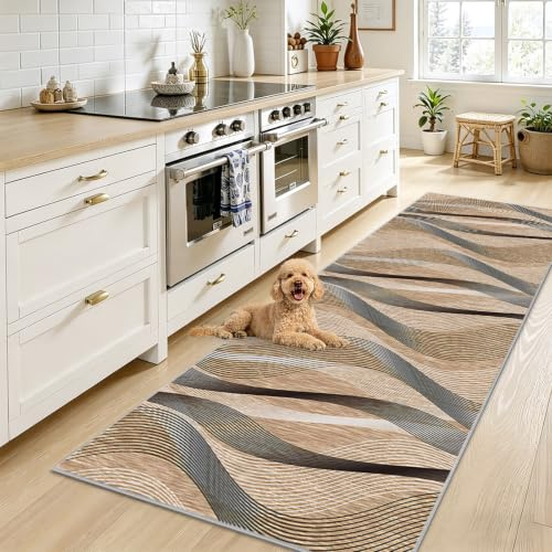 Voxirum Tapis de Couloir Long Tapis Cuisine Devant Evier Tapis de Passage Antidérapant et Lavable Tapis de Entrée Absorbante Tapis sur Mesure Tapis de Sol Cuisine Tapis Salle a Manger 100 x 150cm