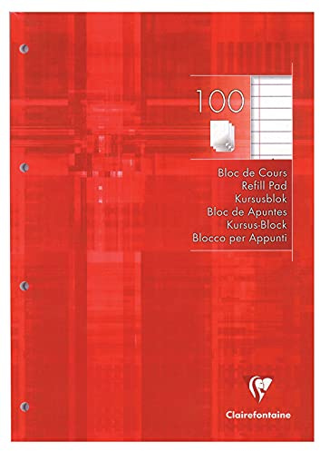 Clairefontaine 5818C Block A4 100 Blatt liniert mit Rand 90g Rot