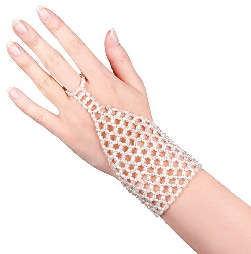 Das Kostümland Ein Netz Handschuh Sparkle Weiß