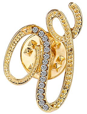 Anfangsbuchstaben-Brosche, kleine Anstecknadel, Krawattennadel, Name, personalisiertes Geschenk für Mädchen, Frauen, Männer, Jungen, Gold A-Z, Zirkonia, Strass, keine Angabe