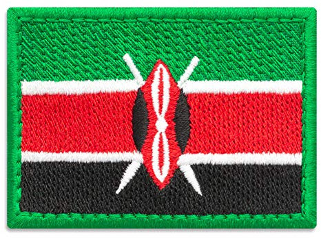 Aufnäher mit afrikanischen Flaggen, Nationalemblem, bestickt, zum Aufbügeln, Nationalflagge Kenia, Größe: 7 x 5 cm