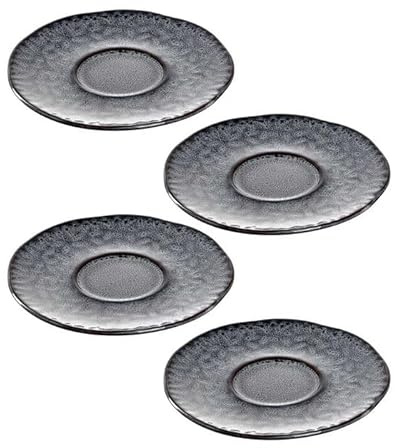 Leonardo Matera Unterteller 4-er Set, spülmaschinengeeignete Steingut-Unterteller für Espressotassen, 4 Keramik-Untertassen, Ø 11 cm, grau, 018599
