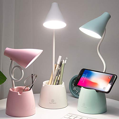 Lámpara escritorio, Flexo LED Escritorio con 3 Modos de Iluminación y 10 Niveles de Brillo, Rotación Regulable de 360 ​​° Para Leer, Estudiar, Trabajar (Blanco)