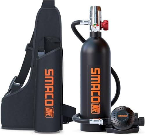 Tauchflasche für Flachwassertauchen 1L Mini-Taucherflasche unterstützt 15-20 Minuten Unterwasseratmung Tauchflaschen für Unterwasser-Sightseeing/Fotografie/Fischen/Reinigung des Bodens,Paket A-Schwarz