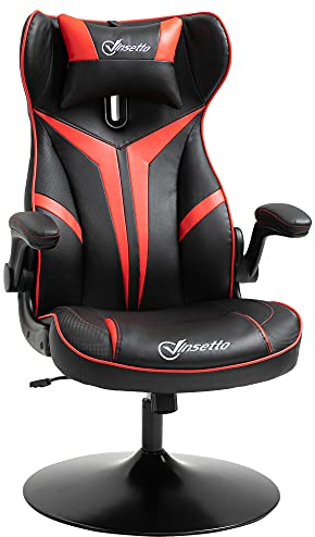 Vinsetto Gaming Stuhl ergonomischer Computerstuhl mit Wippfunktion Drehstuhl höhenverstellbar Stahl Schwarz+Rot 67 x 70 x 106-112 cm