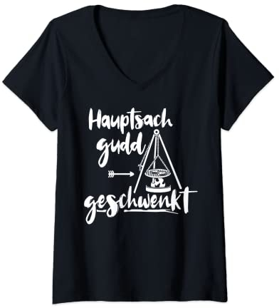 Damen Saarländer Schwenker Männer Grillen Saarländisch Saarland T-Shirt mit V-Ausschnitt
