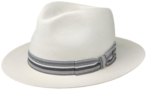 LIERYS Veliano Fedora Panamahut Eleganter Sommerhut Herren Frühjahr Sommer weiß XL (60-61 cm)
