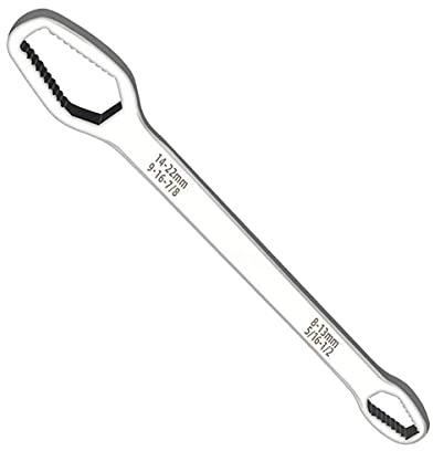 EDIONS Double-Ended Wrench, 8mm-22mm(5/16-7/8 Inch) Double End Multifunctional Universal Wrench for Set Screw Nuts or Remove │ Self-Tightening Universal Wrench Repair Tools (Silver)