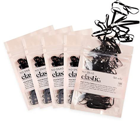 Kitsch Hair Ties No Damage for Kids, Teens and Women - Rubber Bands for Hair Styling | No Snag Hair Elastics | Daily Hair Accessories | Ideal Gifts for Women - 500pcs (Black)