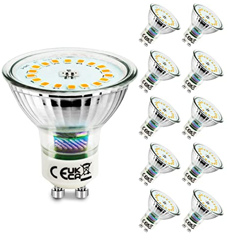 Allesgute GU10 LED Warmweiss 5W Glühbirne Glas 500lm LED Birnen Ersetzt für 45W Halogen Leuchtmittel Abstrahlwinkel 120°, Nicht Dimmbar, 10er Pack
