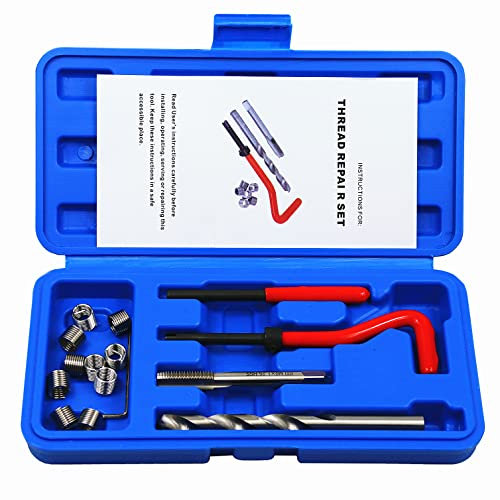 BestsQ 15 Stück Gewindereparatursatz Bohrer Helicoil Repair Kit Kompatibel Handwerkzeug Set für Auto Reparatur Größe:M9x1.25