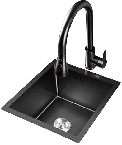 Küchen Balkonwaschbecken Aus Edelstahl, Wäschebecken Unterbauwaschbecken Für Den Haushalt Einbauspüle In Der Küche Gemüsebecken In Verschiedenen Größen Küchenspülen (Color : Schwarz, S : 70X43X21.5c