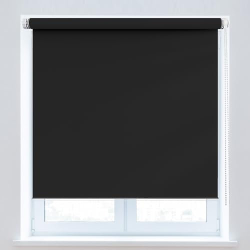 Verdunkelungsrollo 50 x 240 cm, Sichtschutz, Lichtschutz, Blendschutz, Verdunklungsrollo Ohne Bohren, mit Aluminium-Schienen, für Dachfenster, Schwarz