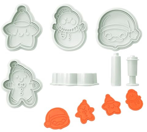 6 Stück Weihnachtsausstecher Weihnachten Ausstechformen Set, 3D Plätzchen Stempel Weihnachten Keksausstecher, Lebkuchenmann Weihnachtsmann Ausstechformen Für Fondant Kekse Backen Tortendeko (Stil B)