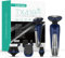 VOYOR Máquina de afeitar Afeitadora Eléctrica Recargable Para Hombres, Recortadora de Barba, Juego de Afeitadora En Húmedo y Seco TX410 (Azul)