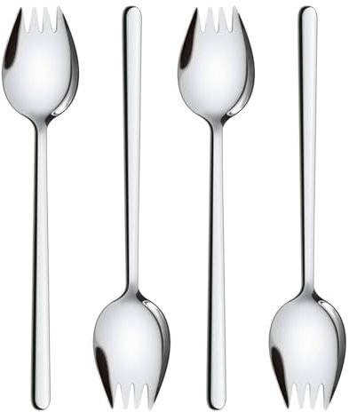 Lot de 4 fourchettes à soupe en acier inoxydable, fourchettes à dîner, fourchettes à soupe, fourchettes à salade, cuillères à spaghetti, faciles à nettoyer, convient pour une utilisation à la maison,