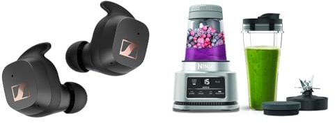 Sennheiser SPORT True Wireless Earbuds - Bluetooth In-Ear Headphones for Active Lifestyles & Ninja Foodi Power Nutri Blender 2-in-1, 700ml Cup & 400ml Bowl with Power Paddle