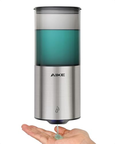 AIKE Dispenser Sapone Automatico per Liquido, Montaggio a Parete per Cucina e Bagno, IPX7 Impermeabile 400ml con Acciaio Inossidabile Spazzolato