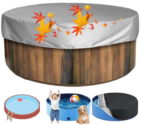 210D Oxford Abdeckung für Aufblasbare Pool Dach ,Poolabdeckung Rund für den Garten für Kleinen Frame , Winter Sommer Solar Schutzhülle Abdeckplane für Hund und Kinderpool (Size:10FT(305*20CM),Color:Gr