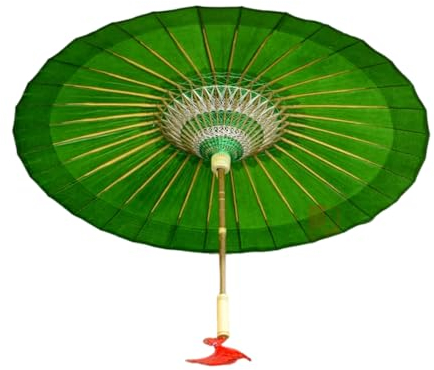 RR-YRL Outdoor Traditioneller Grünes Tungöl Regenschirm, Handgefertigter Regenschirm Im Freien, Regenschutz Und Sonnendes Dekorativer Stützschutzbestand,84CM