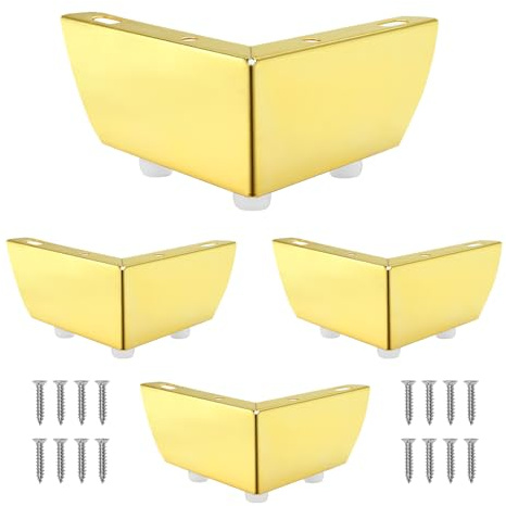 Murtenze 2 Inch Furniture Legs, Gold Metal, Set of 4 | Sofa Legs with Mounting Screws, Table Legs Metal Cabinet Chair Risers, Sturdy DIY Replacement Legs