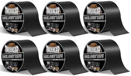 TAPEBEAR Butylband Wasserdichtes Klebeband 100mm×5m, Butyl Dichtungsband | Selbstklebend Bitumenband Dachreparaturband Korrosionsschutz für Balken, Konstruktionsbalken und Holz, 6 Rollen
