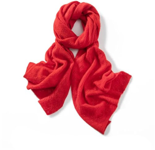 Kaschmir-Schal, gestrickt, warm, lang, Damenschal, Hohlschal, einfarbig, Kaschmirschal, rot, One size