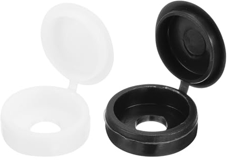 sourcing map 100Pcs Screw Cover Caps, Plastic Hinged Screw Covers, Snap Washer Covers Screw Caps for Furniture and Walls, Black/White