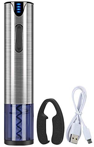 HGDXDP Botella De Vino Abridor Eléctrico Recargable Automático De Vino del Sacacorchos Abrelatas con Lámina Cortadora Y Cable De Carga USB Inoxidable Abridor de Botellas